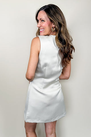 The Jackie Button Down Short Dress In Beige