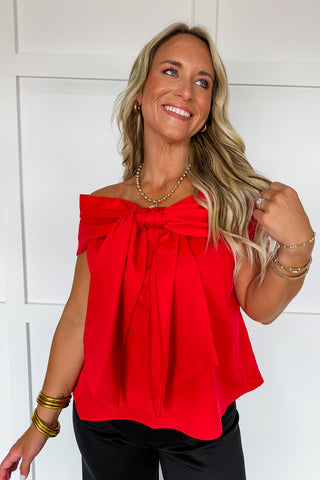 Center Stage Bow Top in Red