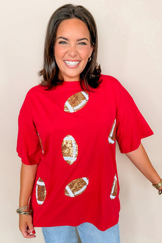 Burgundy Oversized Football T-shirt