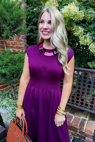 The Classic Moment Midi Dress in Burgundy