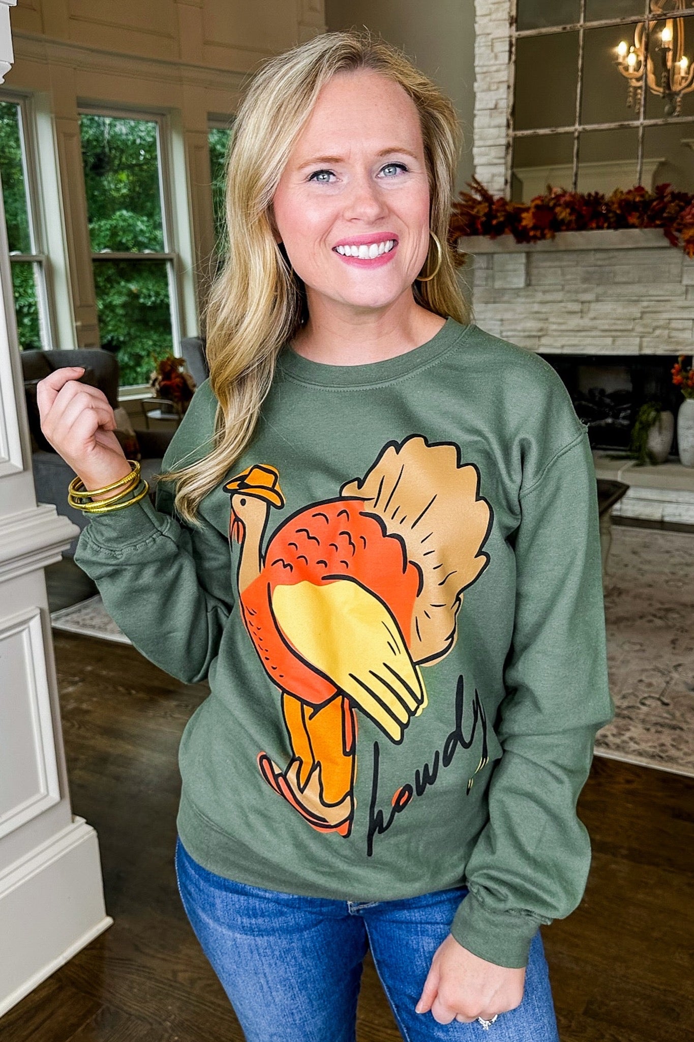 Howdy Turkey in Boots Sweatshirt