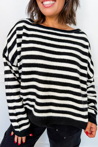 The Everyday Stripe Sweater in Black