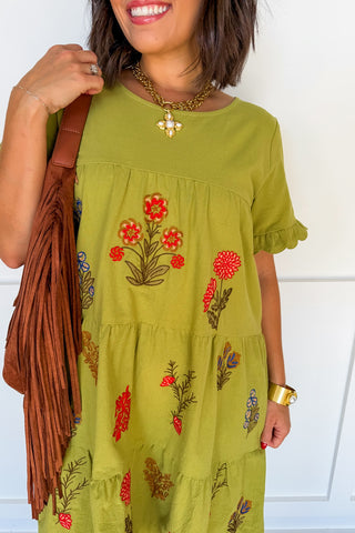 The Olive Embroidered Dress