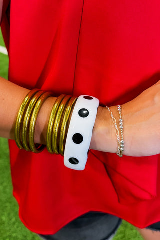 Stripes Meet Dots Black & White Acrylic Bangle