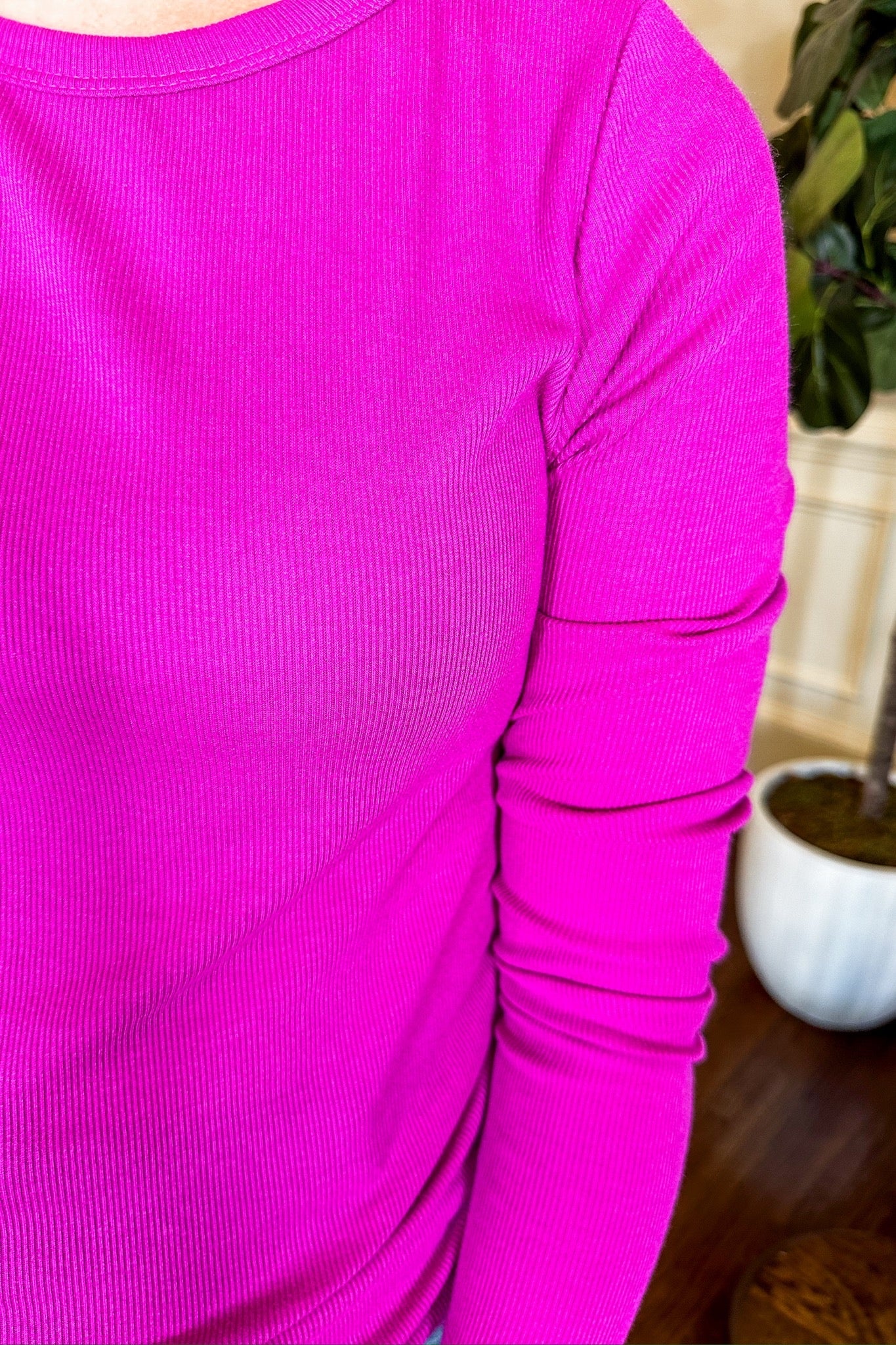 Ribbed Long Sleeve Magenta Staple Layering Top