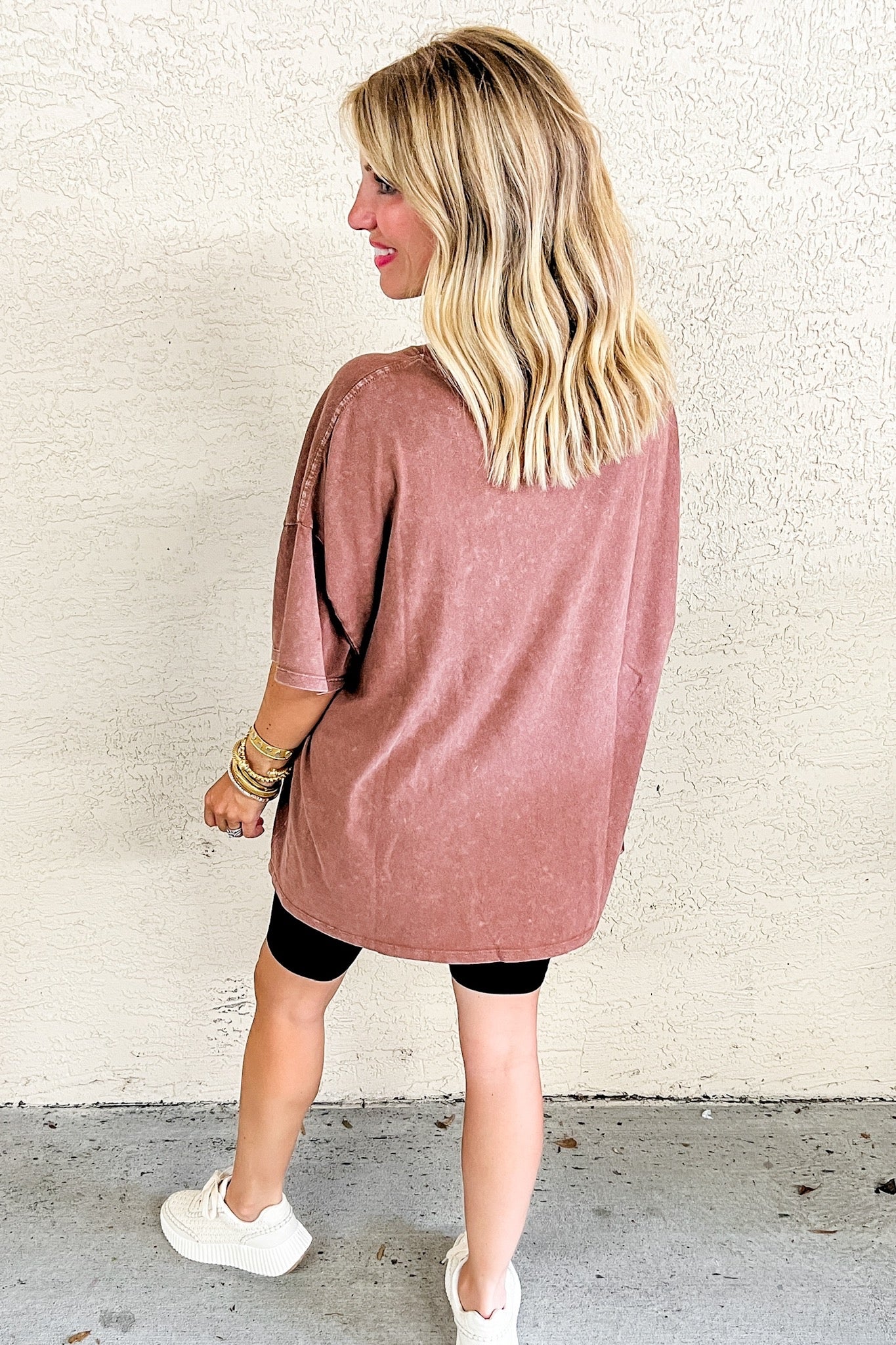 Mineral Wash Staple Oversized Tee in Chocolate
