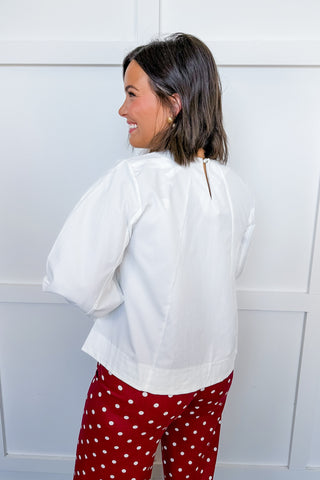 The Polished Perspective Long Sleeve Top in White