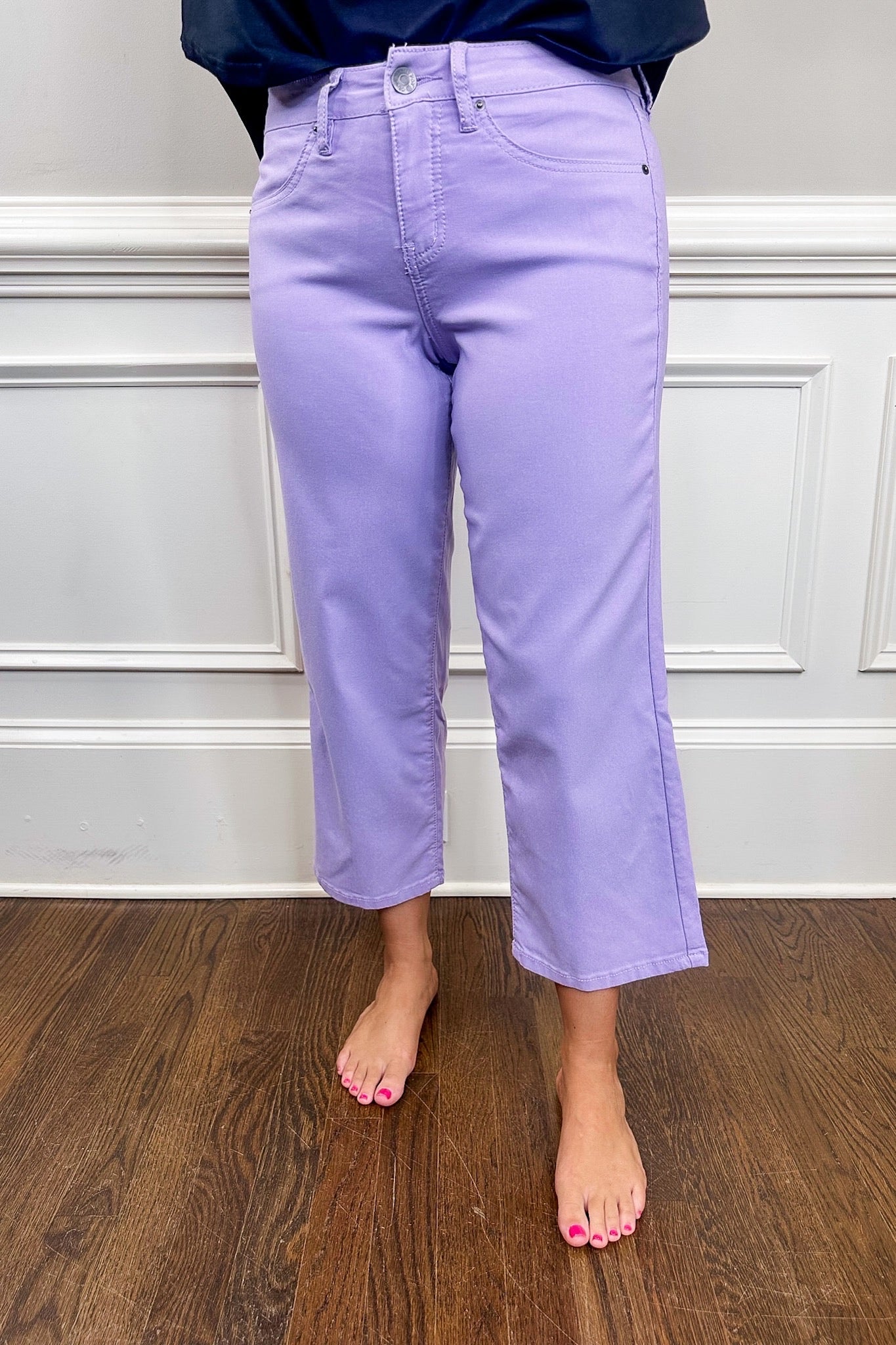 YMI Hyperstretch Cropped Wide Leg Pants in Lavender