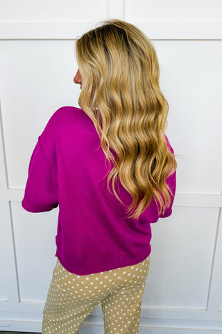 Everyday Ease Knit Top in Magenta