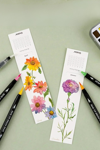 Birth Flower Watercolor Bookmark Set