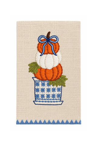 Stacked Pumpkin Applique Topiary Towel