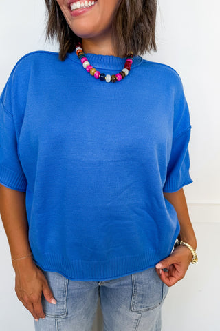 Everyday Ease Knit Top in Blue