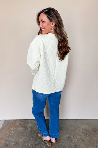 Quilted Cream Long Sleeve Top