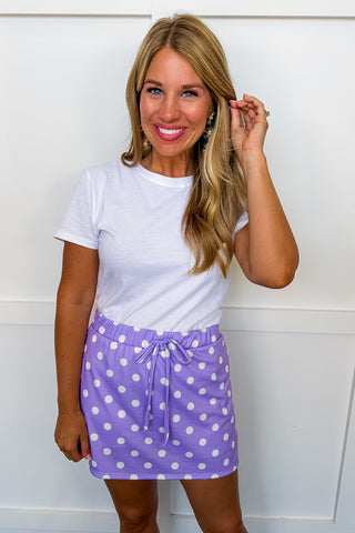 Sweet Spot Polka Dot Skort in Lavender