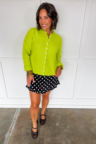 The Hallie Knit Cardigan in Lime