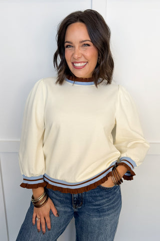 Ruffle Ready Trim Top in Cream