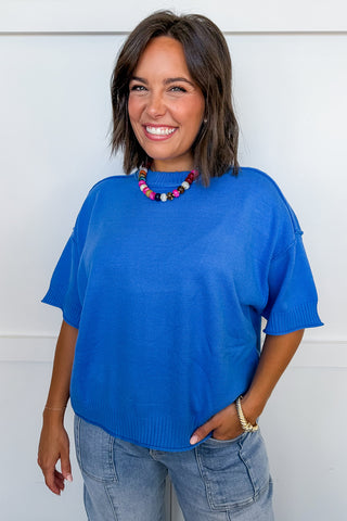 Everyday Ease Knit Top in Blue