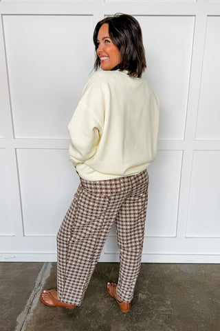 Easy Living Gingham Barrel Pants in Mocha