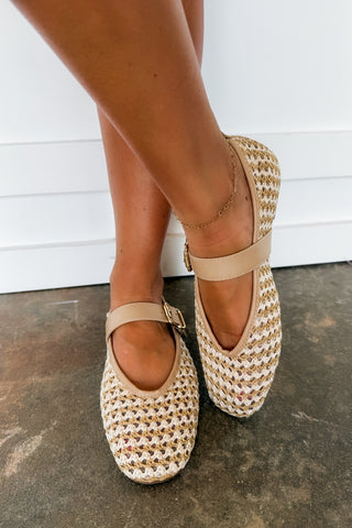 Left On Read Mary Jane Flats in Natural