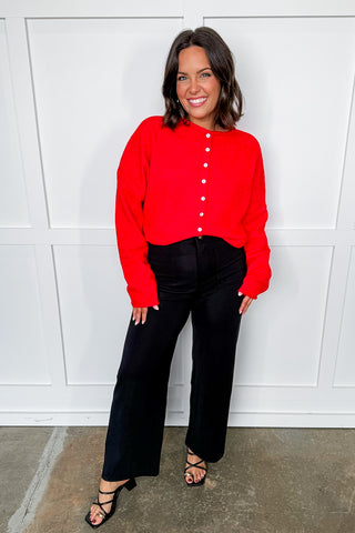 Red Button Down Sweater