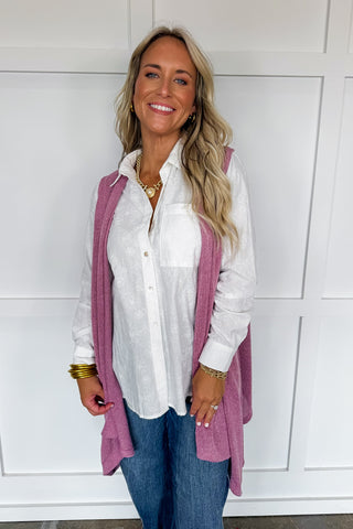 Dear Scarlett Drape Vest Coastline Cashmere Rose
