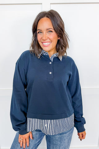Best Of Both Layered Top in Navy