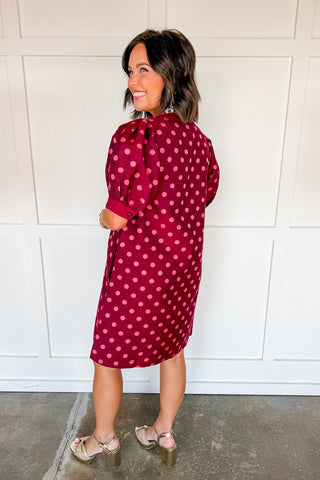 Styled In Dots Dress in Wine