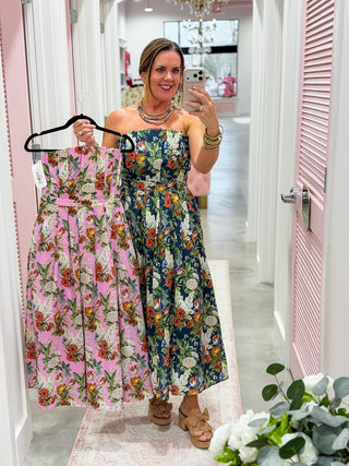 The Garden Soirée Midi Dress in Navy Floral