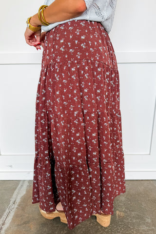 The Hazel Tiered Midi Skirt in Rustic Bloom