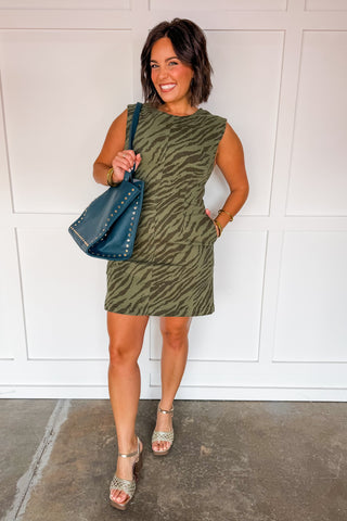The Savannah Tiger Dress in Olive