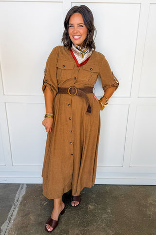 The Prescott Belted Midi Dress