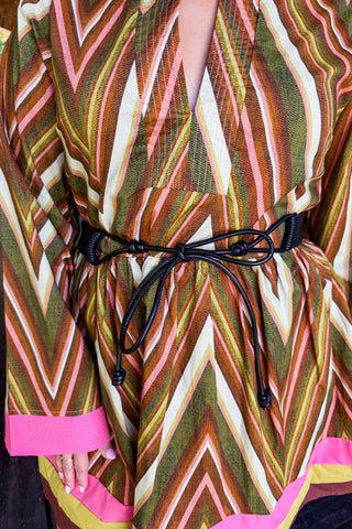 Bold Energy Belted Bell Sleeve Dress