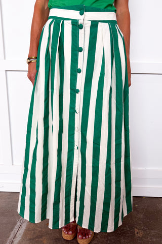 Timeless Stripe Midi Skirt in Green