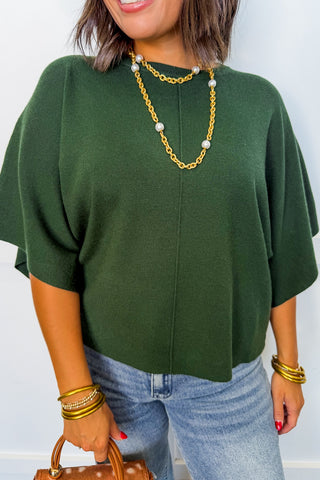 Cozy Essential Knit Top in Hunter Green