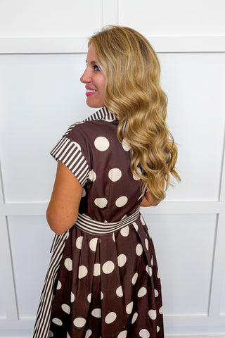 The Monroe Mixed Print Maxi Dress in Brown