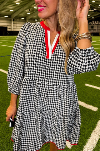 The Cooper Dress in Houndstooth Black by Mary Square