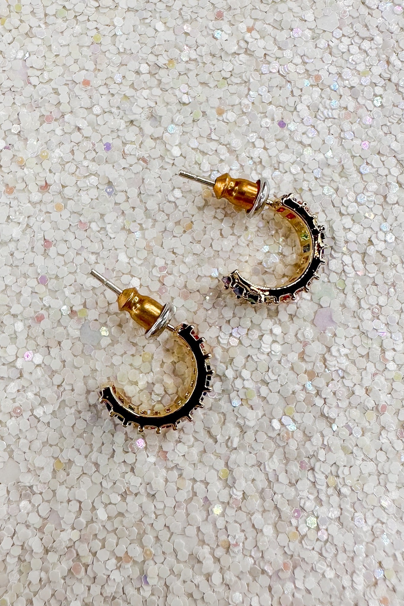 Mini Rainbow Gemstone Hoop Earring