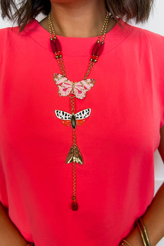 The Butterfly Garden Necklace in Fuchsia