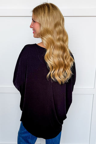 Dear Scarlett Mila Smocked Dolman Sleeve Top in Black