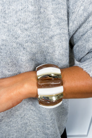 Glaze Stretchy Bracelet in Caramel by Treasure Jewels