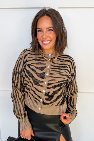 Wild About You Zebra Print Cardigan