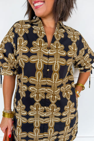 The Willow Walk Dress in Black & Gold