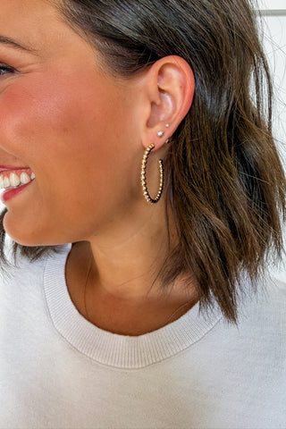 Essential Beaded Hoop Earrings in Gold