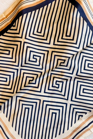 Neutral Printed Silk Bandana Scarf