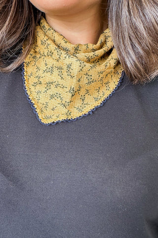 Marigold & Black Cotton Neck Scarf
