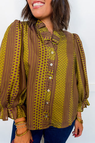 The Juliette Top in Tuscan Olive Print