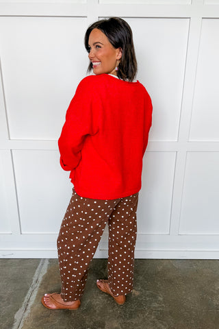 Everyday Favorite Knit Cardigan in Red
