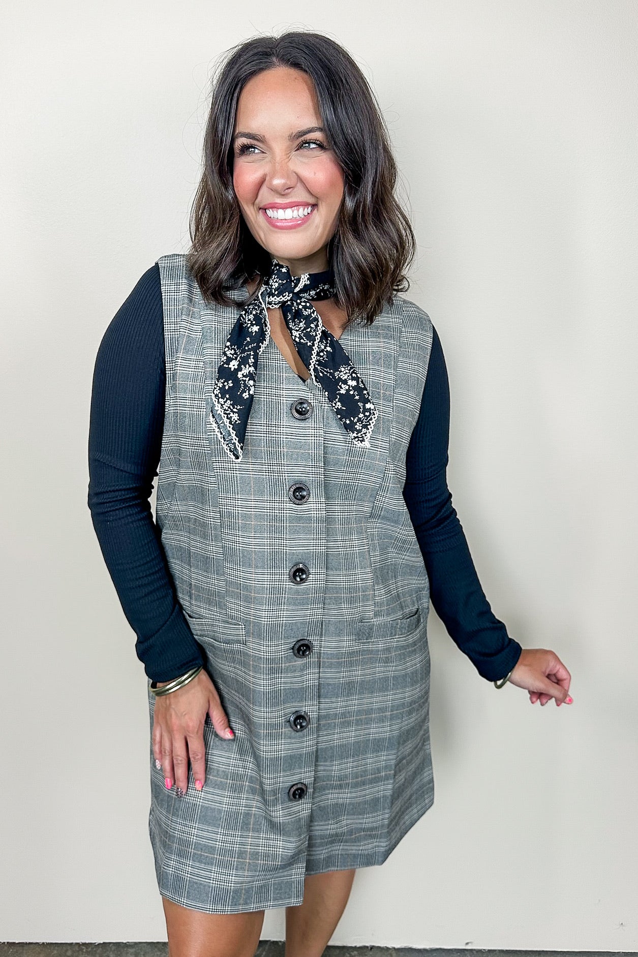Black & White Checkmate Charm Dress Medium Black & White Checkmate Charm Dress Medium