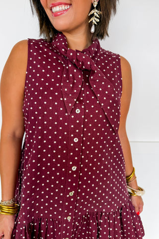 The Everly Dot Dress in Burgundy