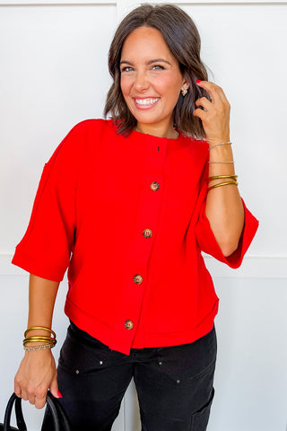 The Easy Does It Cardigan in Red
